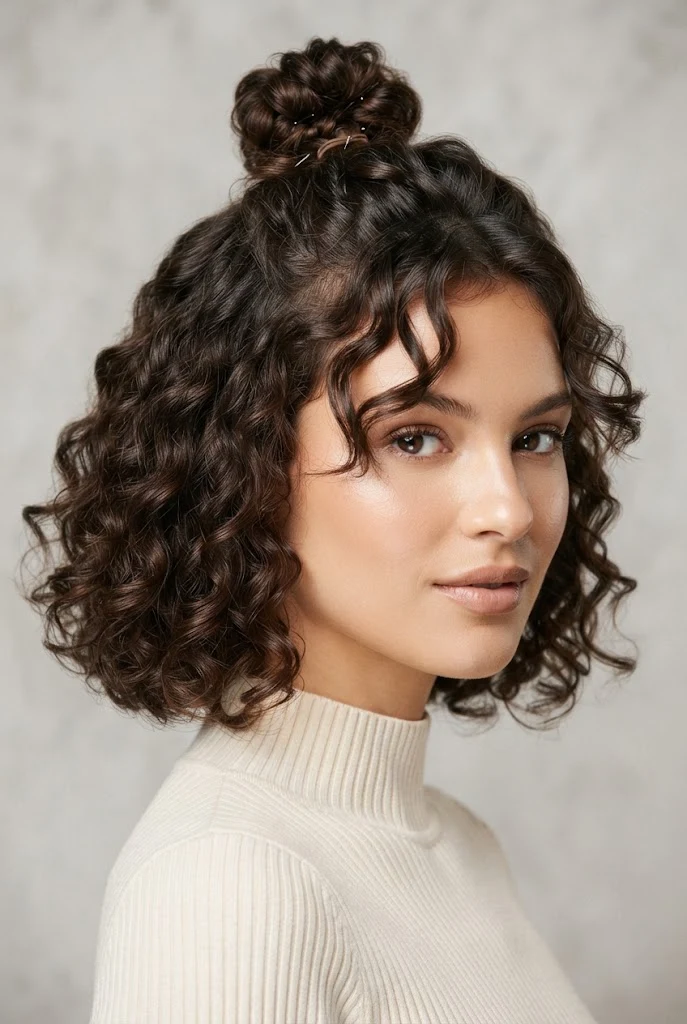 Half-Up Half-Down Mini Chonguito — peinados cabello corto chonguitos style outfit