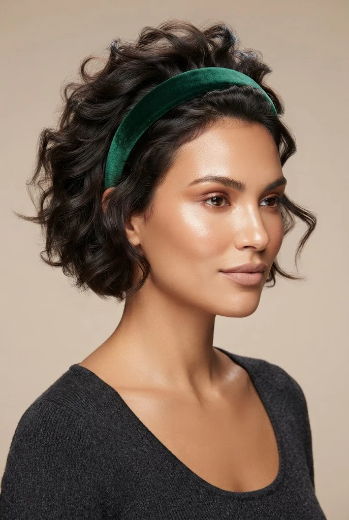 The Velvet Padded Crown Look — peinados cabello corto diadema style outfit