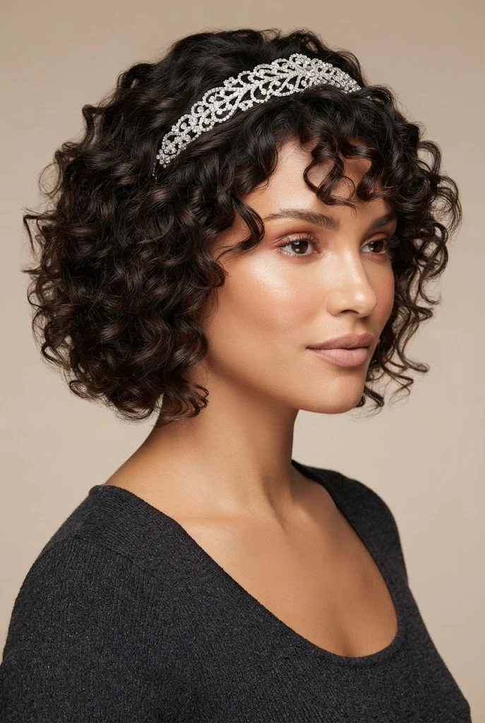 Rhinestone Diadema for Evening Glamour — peinados cabello corto diadema style outfit