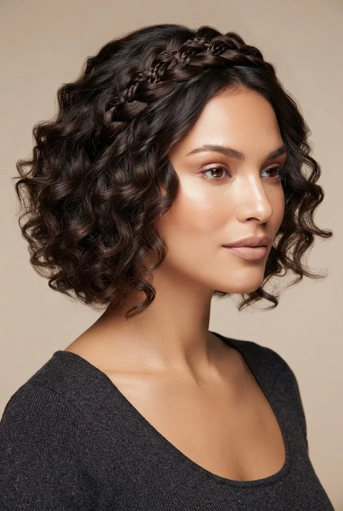 Braided Diadema Illusion on Short Hair — peinados cabello corto diadema style outfit