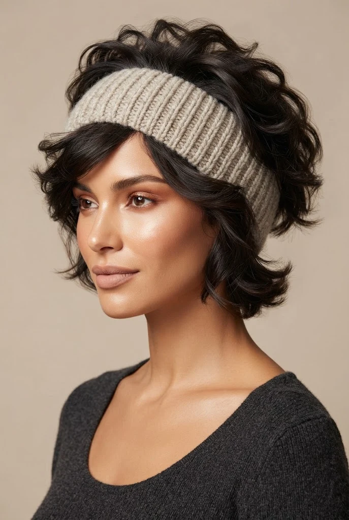 Chunky Knit Diadema for Cozy Textures — peinados cabello corto diadema style outfit