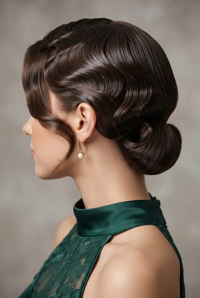 Glossy Vintage Finger Waves — peinados cabello corto elegantes fiesta style outfit