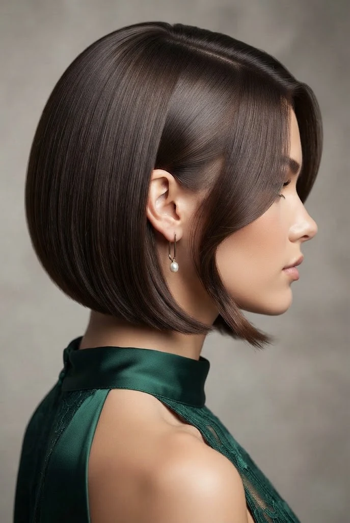 Sleek Side-Parted Bob with Beveled Ends — peinados cabello corto elegantes fiesta style outfit