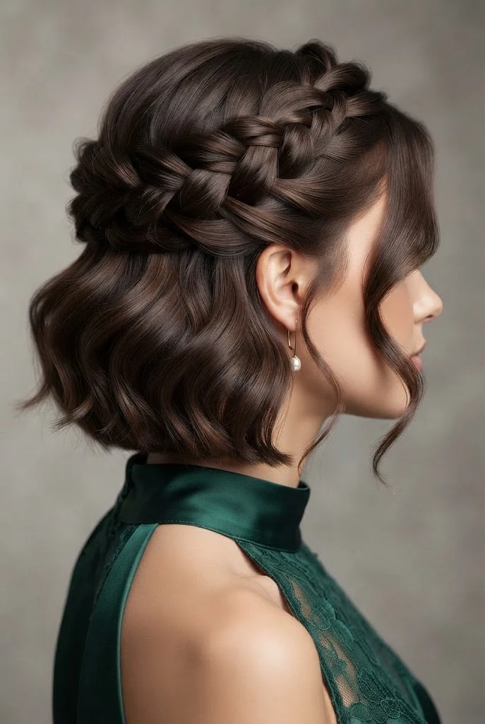 Romantic Twisted Half-Up Crown — peinados cabello corto elegantes fiesta style outfit