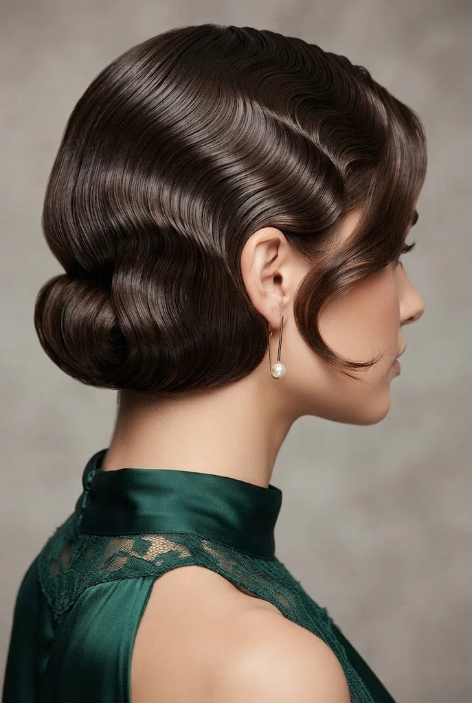 Polished Retro Finger Wave Bob — peinados cabello corto elegantes fiesta style outfit