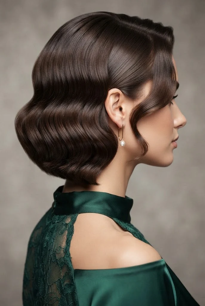 Glamorous Side-Swept Waves for Short Hair — peinados cabello corto elegantes fiesta style outfit
