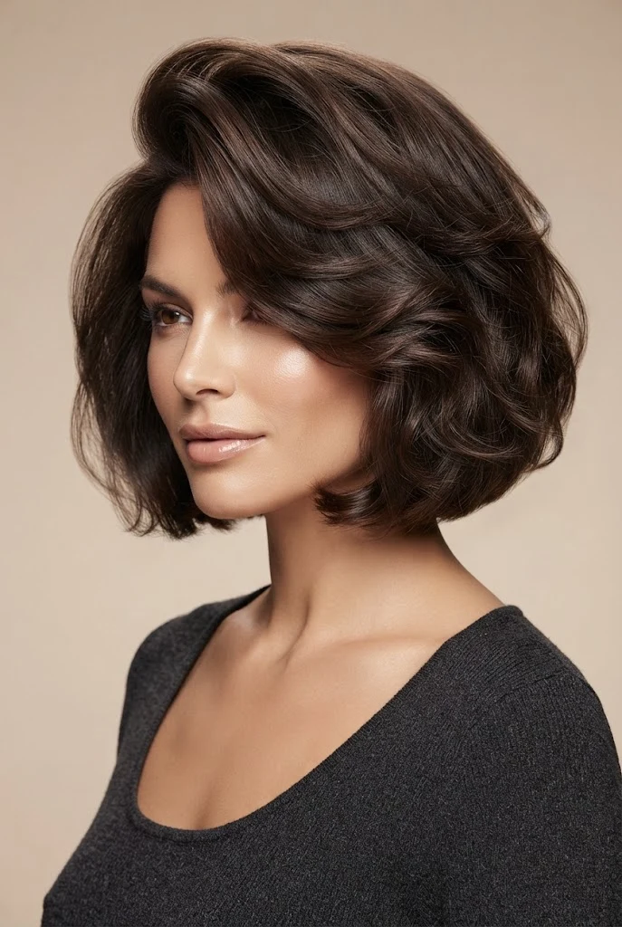 Voluminous Bob with Deep Side Sweep — peinados cabello corto esponjado style outfit