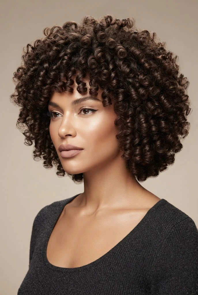 High-Volume Curly Crop with Defined Coils — peinados cabello corto esponjado style outfit