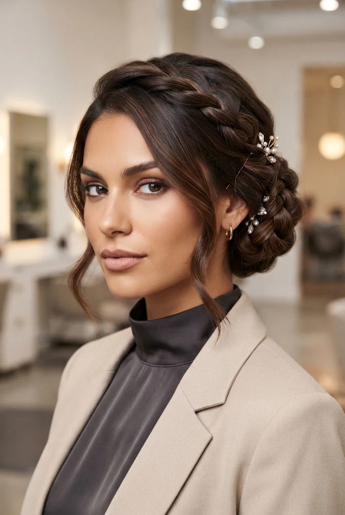 Elegant Side-Swept Pin Updo — peinados cabello corto navidad style outfit