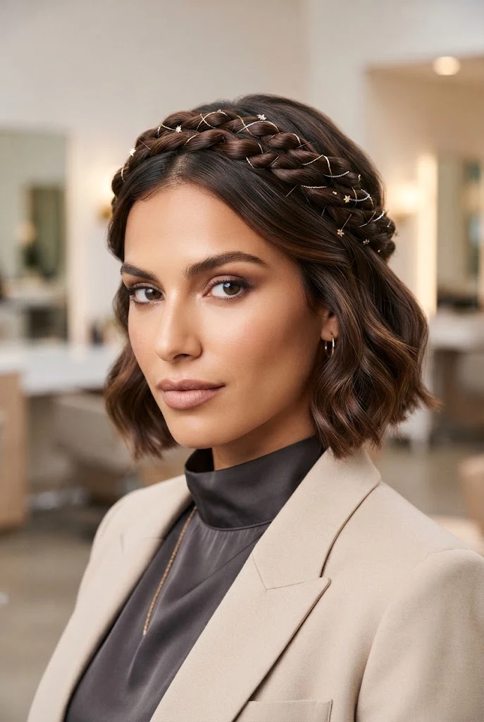 Twisted Metallic Halo for Short Cuts — peinados cabello corto navidad style outfit