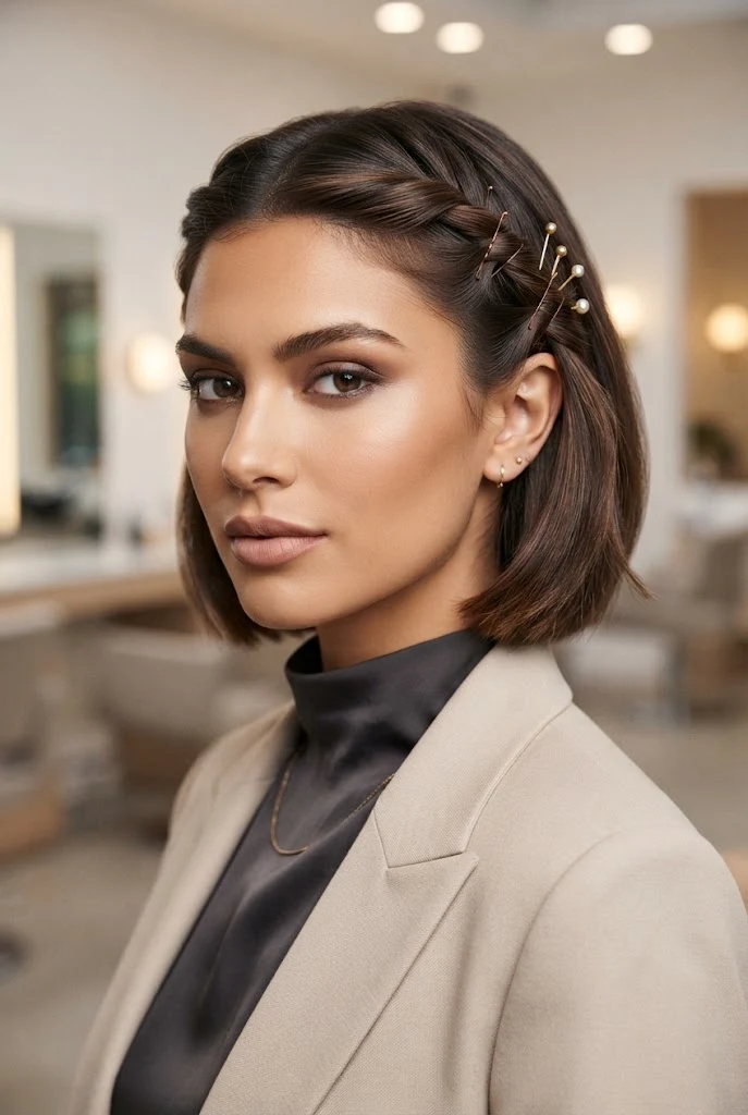 Twisted Side Pins for Fine Hair — peinados cabello corto recogido escuela style outfit