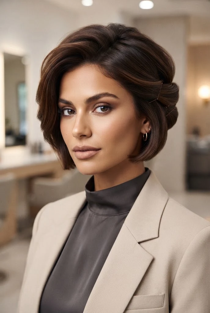 Step-by-Step Tucked Bob Transformation — peinados cabello corto recogido escuela style outfit