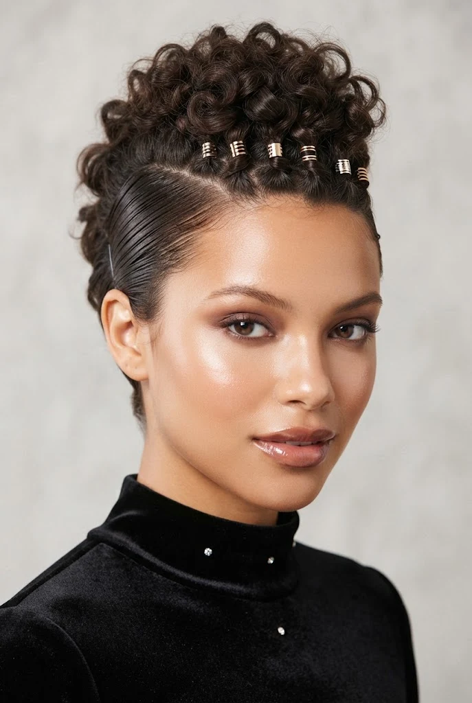 The Chic Faux-Hawk with Metallic Rings — PEINADOS CABELLO CORTO RIZADO FIESTAS style outfit