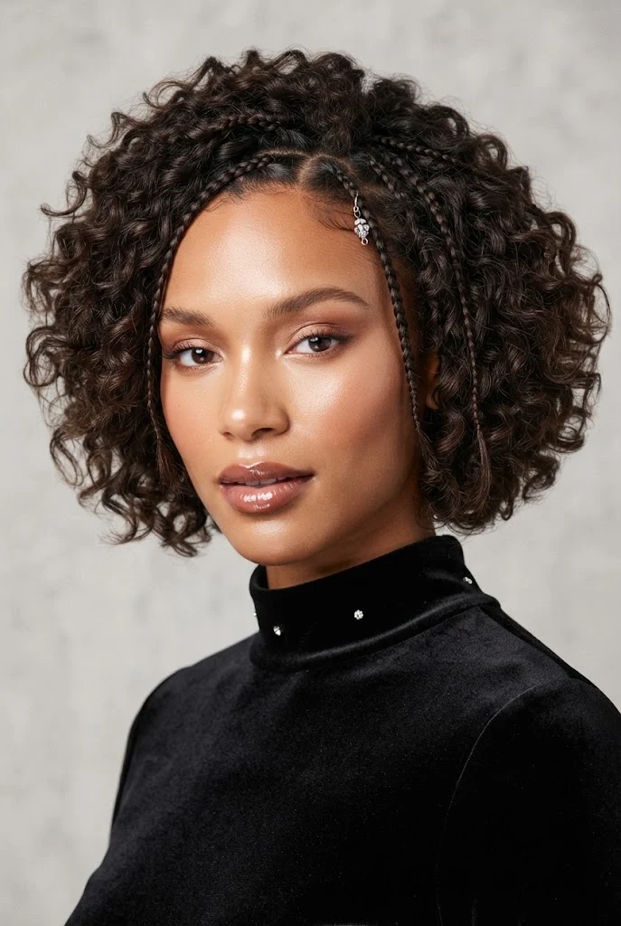 Layered Bob with Micro-Braided Accents — PEINADOS CABELLO CORTO RIZADO FIESTAS style outfit