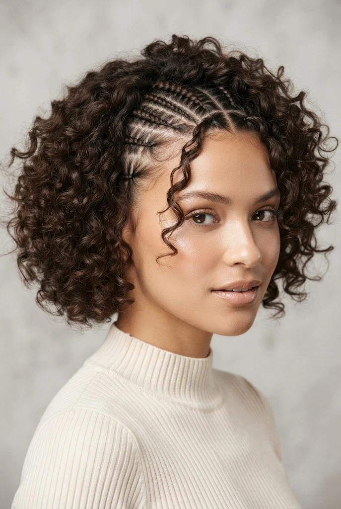 Mini Trenzas de Raíz con Rizos al Viento — peinados cabello corto rizado trenza style outfit