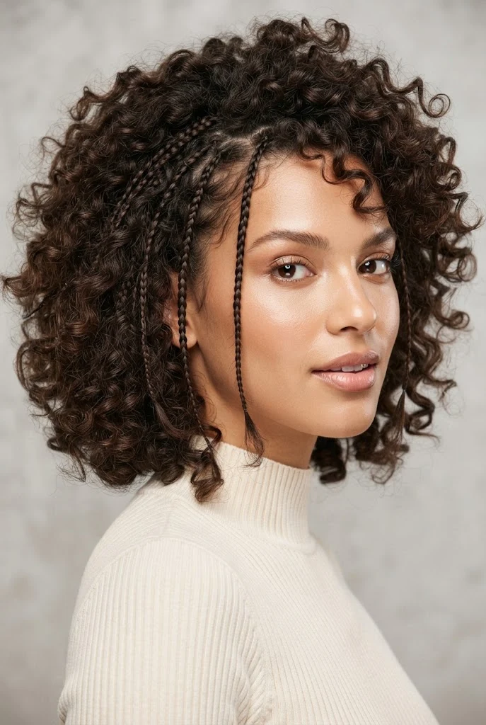 El Estilo Bohemio con Múltiples Micro Trenzas Ocultas — peinados cabello corto rizado trenza style outfit