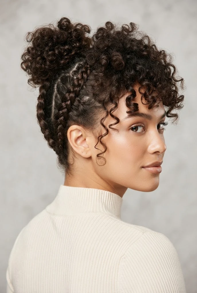 Doble Trenza Holandiza Invertida en Melena rizada — peinados cabello corto rizado trenza style outfit