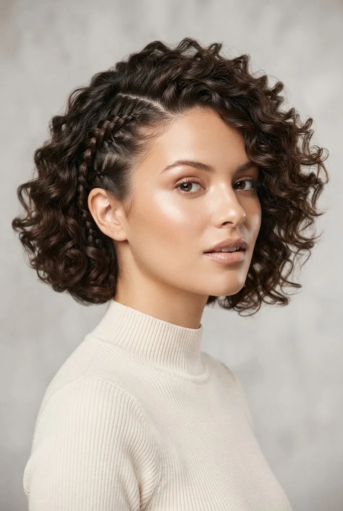 El Bob con Trenza Oculta Tipo Undercut Falso — peinados cabello corto rizado trenza style outfit