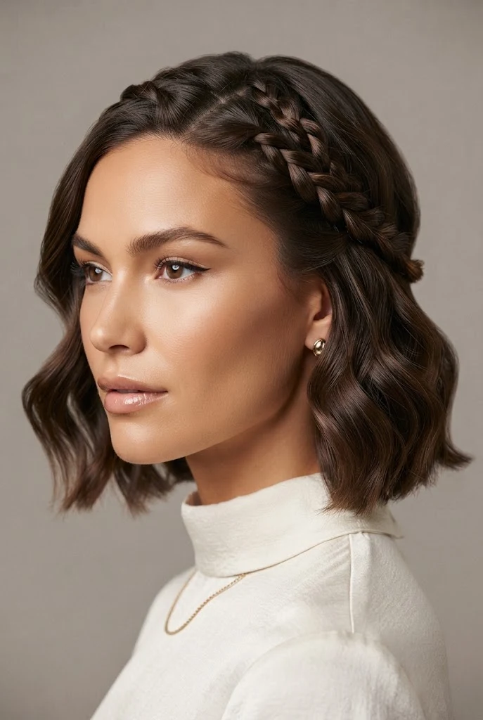 Double Side-Swept Twist Braid Hybrid — peinados cabello corto trenzas de lado style outfit