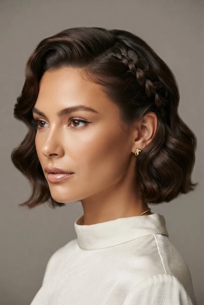 Retro Wave Side Braid Fusion — peinados cabello corto trenzas de lado style outfit