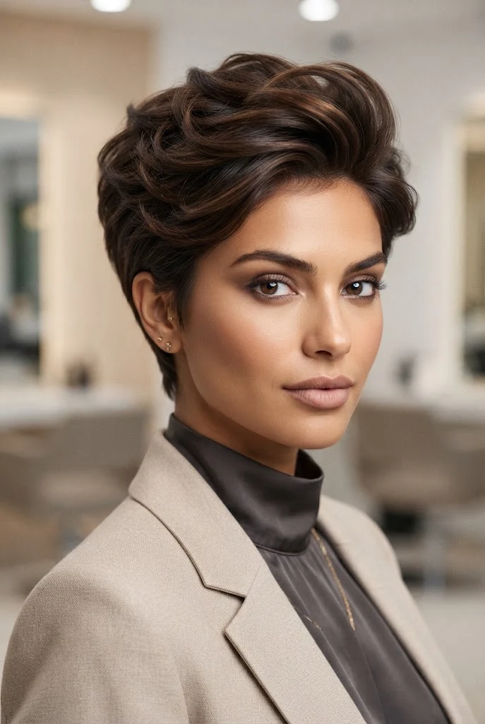 Voluminous Crown Lift for Soft Crop Styles — peinados cabello muy corto short hair style outfit