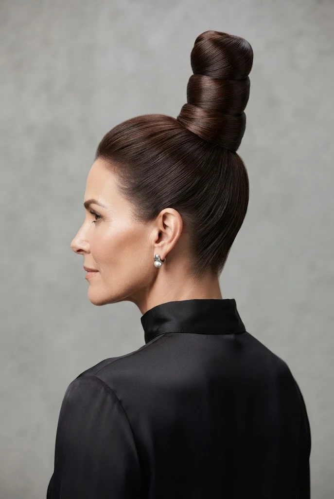 The Sleek High Crown Coil — peinados chongos elegantes style outfit