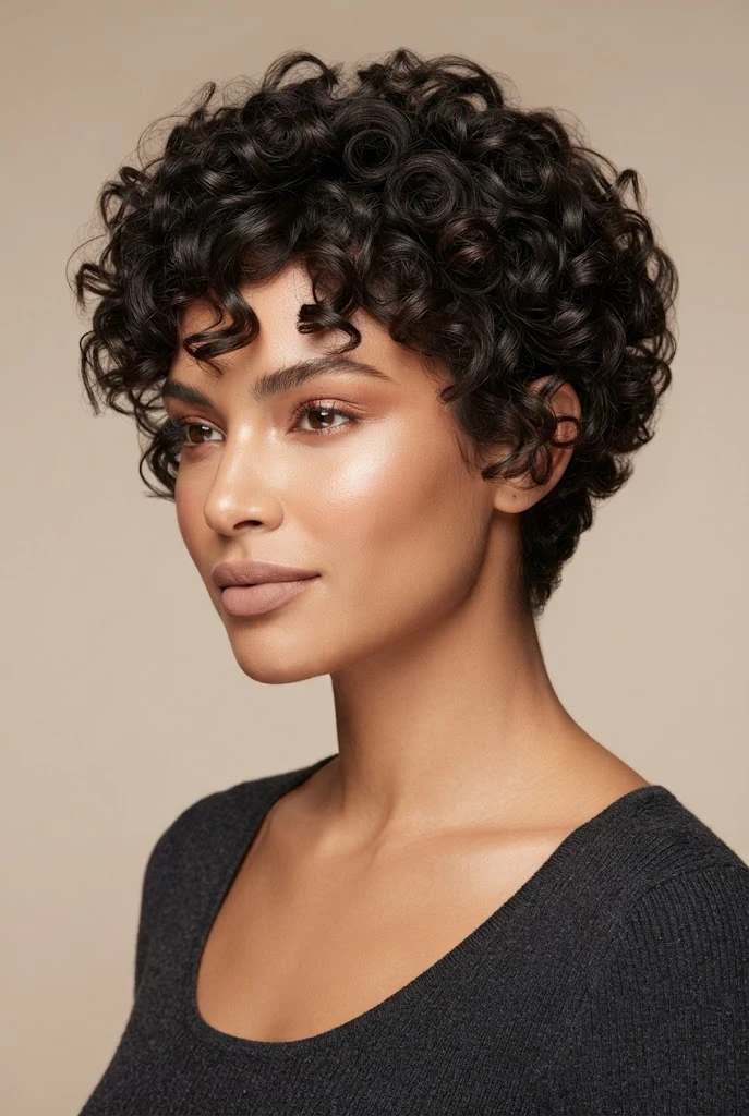 The Defined Curly Pixie Crop — peinados con cabello chino corto style outfit