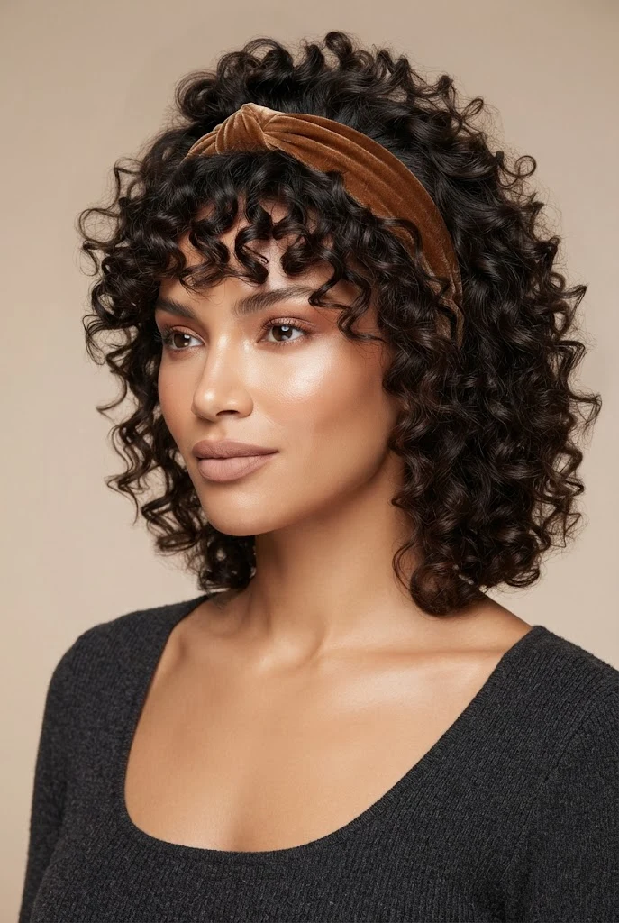Headband Lifted Curly Fringe — peinados con cabello chino corto style outfit