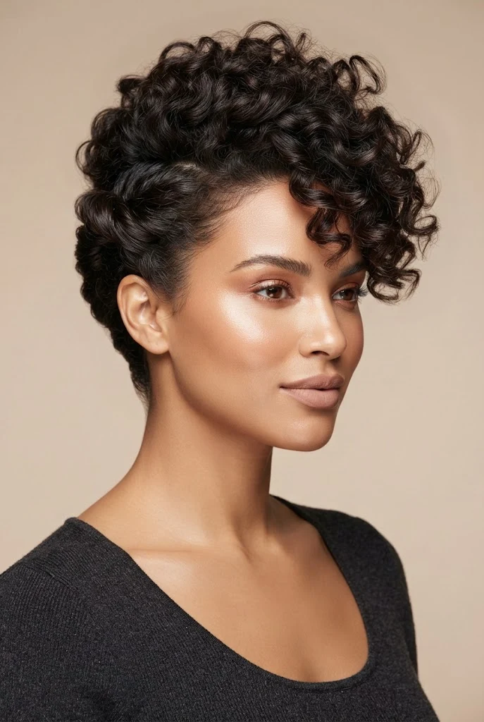 Side-Swept Twisted Curly Quiff — peinados con cabello chino corto style outfit