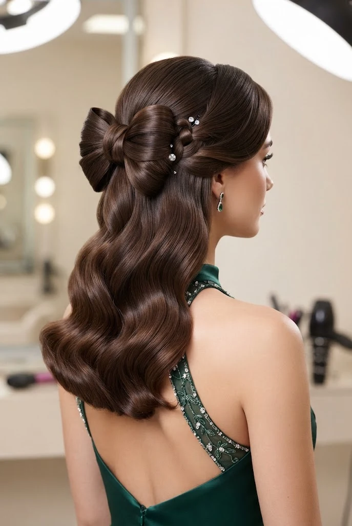 Soft Bow-Knot Half-Up — peinados con cabello suelto elegantes style outfit
