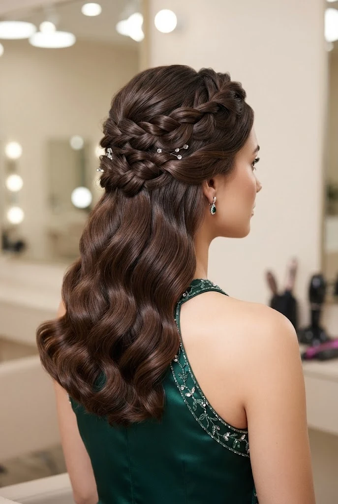 Double-Twist Bohemian Half-Up — peinados con cabello suelto elegantes style outfit