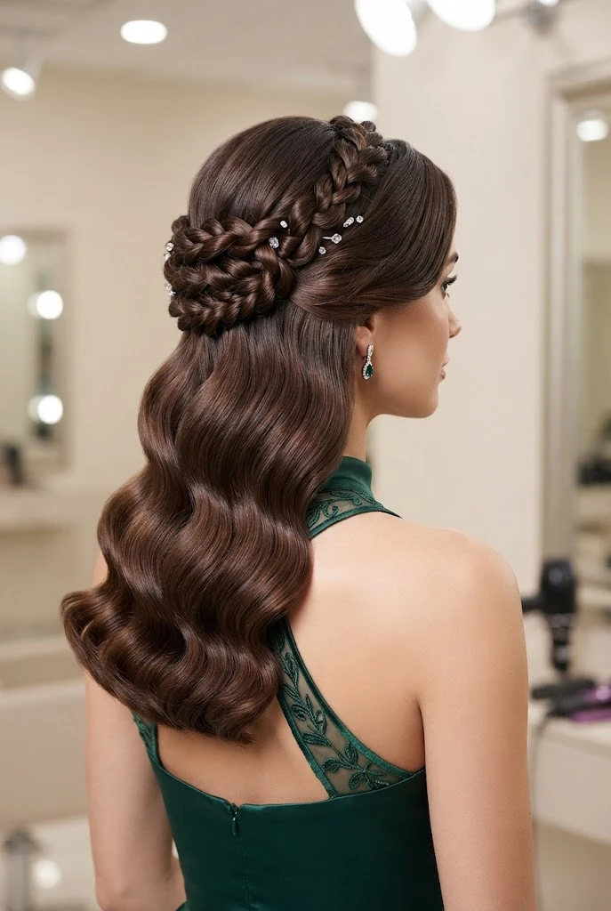 Twisted Rope Braid Half-Up — peinados con cabello suelto elegantes style outfit
