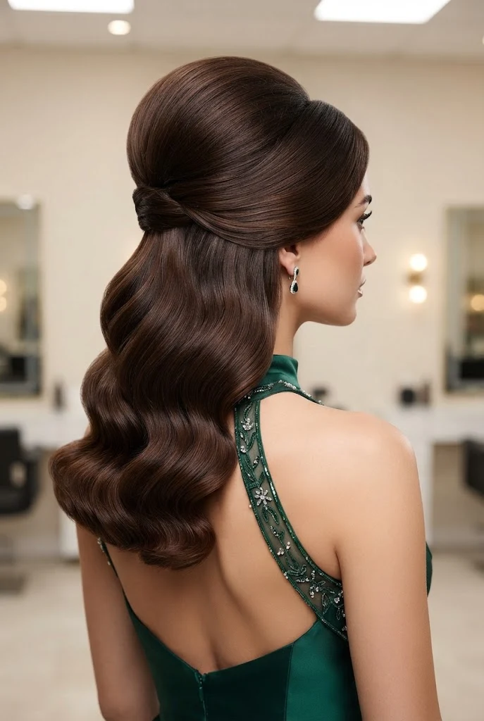 High-Volume Bouffant Half-Up — peinados con cabello suelto elegantes style outfit