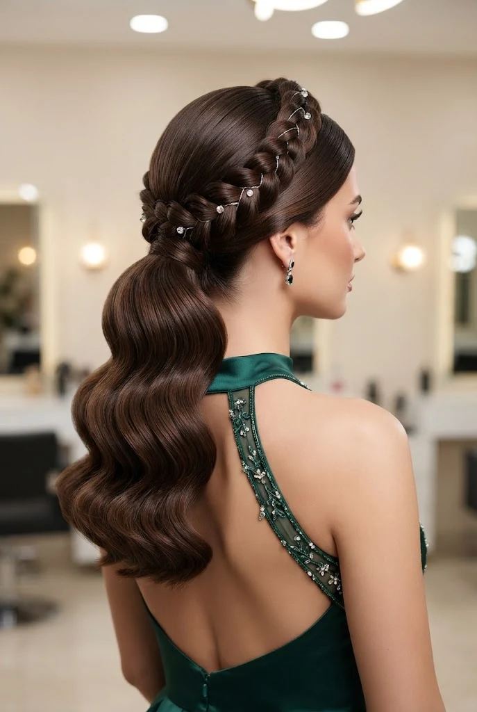Sleek Glass-Finish Half-Up — peinados con cabello suelto elegantes style outfit