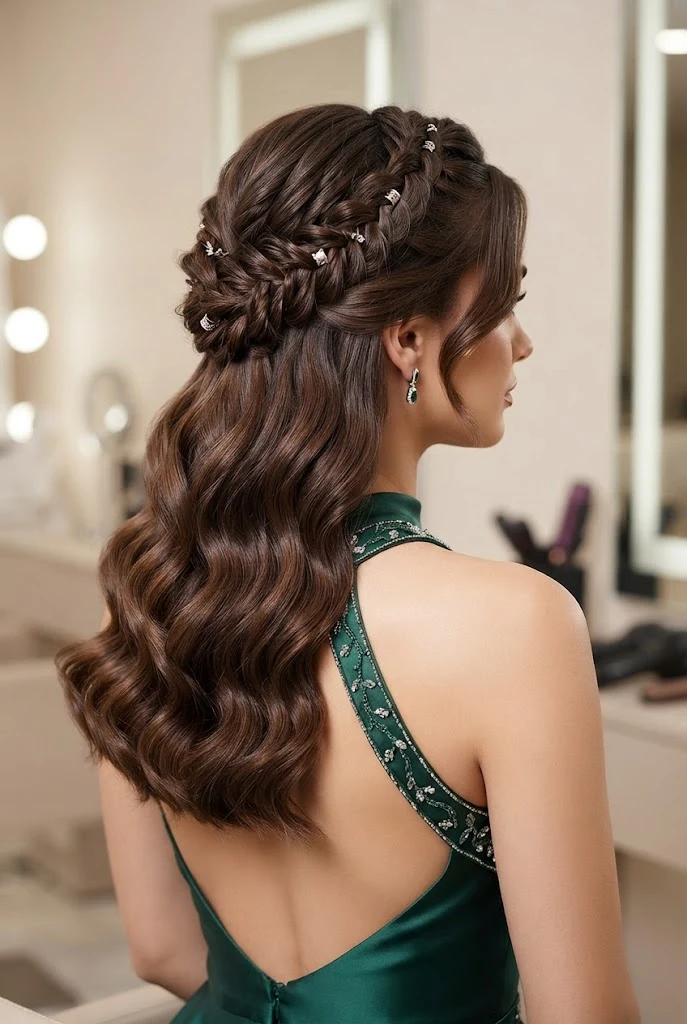 Textured Boho Braid Half-Up — peinados con cabello suelto elegantes style outfit