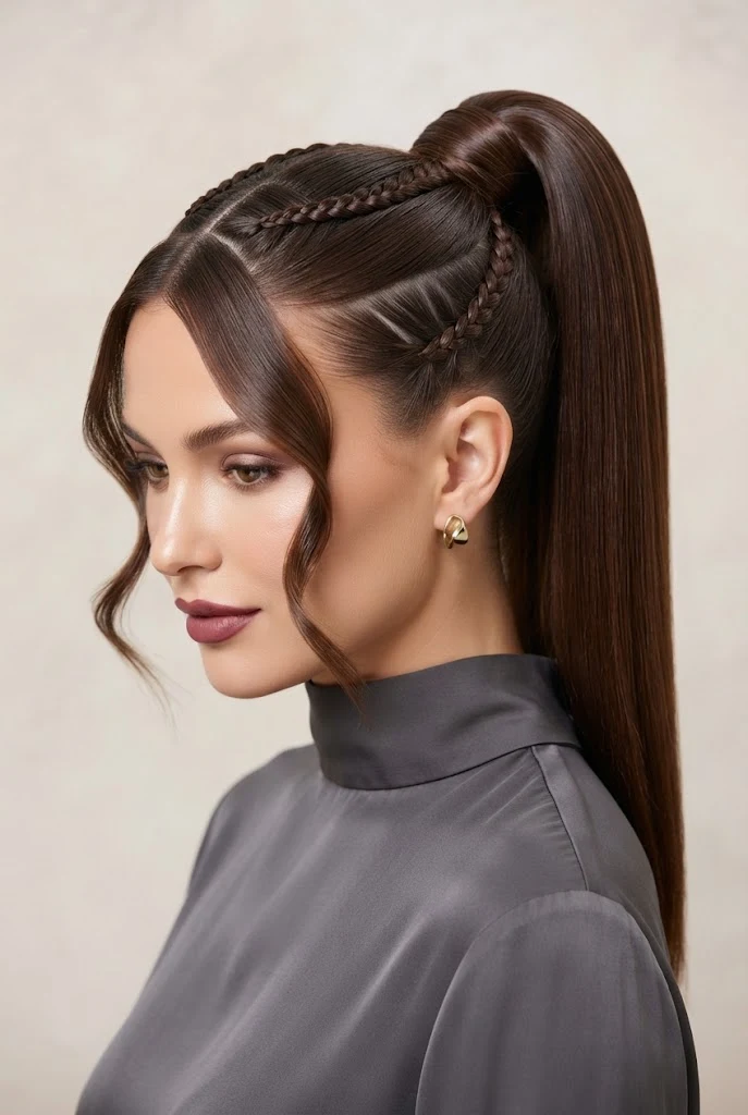 High Ponytail with Micro-Braided Accent Strands — peinados con cola alta elegantes style outfit