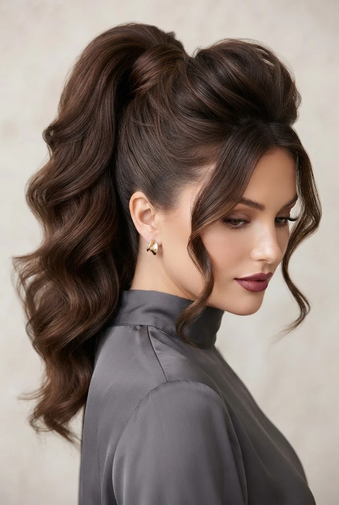 Voluminous Crown Lift with Wrapped Base — peinados con cola alta elegantes style outfit