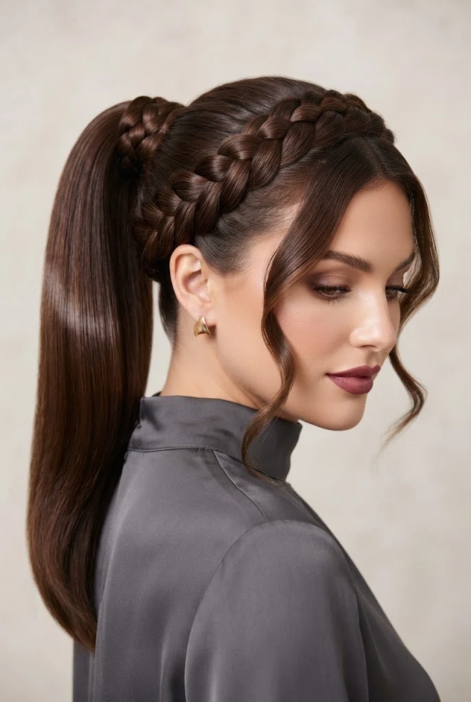 Braided Crown Transitioning to High Tail — peinados con cola alta elegantes style outfit