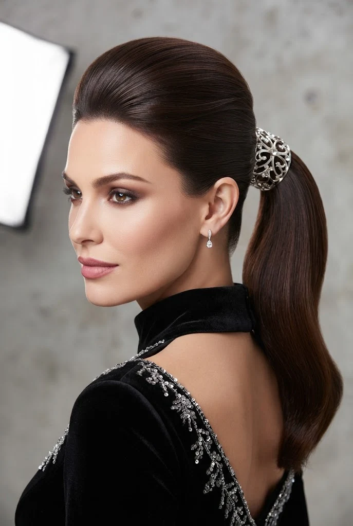 Half-Wrapped Metal Cuff Ponytail — peinados con coletas elegantes style outfit