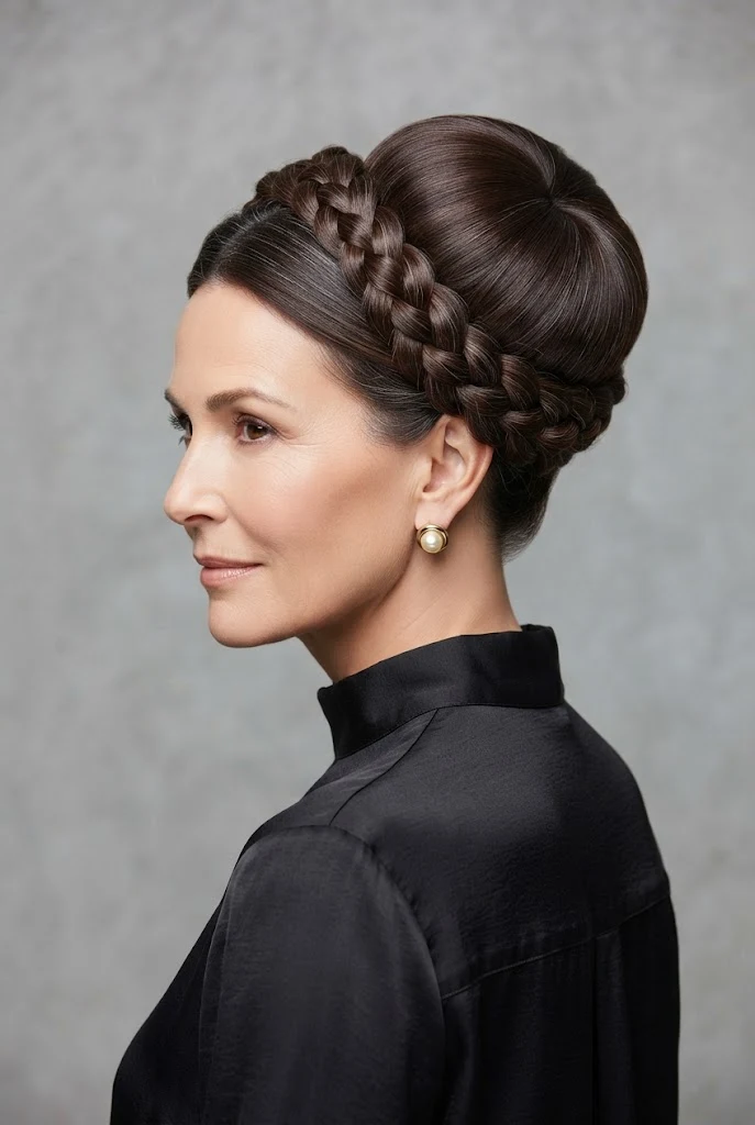 The Braided Halo Donut Updo — peinados con donas elegantes style outfit