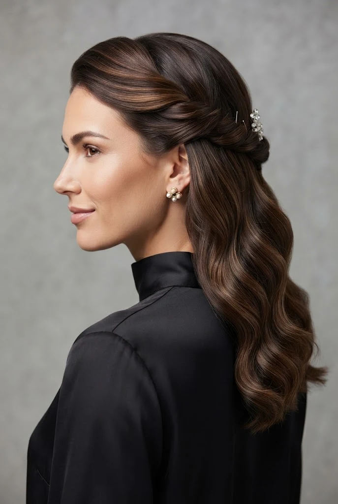 The Twisted Side-Pin Glamour Flow — peinados con el pelo suelto elegantes style outfit