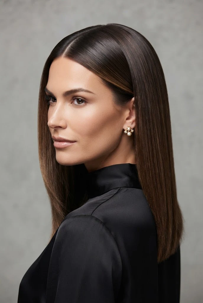 The Sleek Center-Parted Glass Hair — peinados con el pelo suelto elegantes style outfit