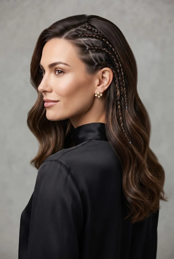 The Micro-Braided Accent Flow — peinados con el pelo suelto elegantes style outfit