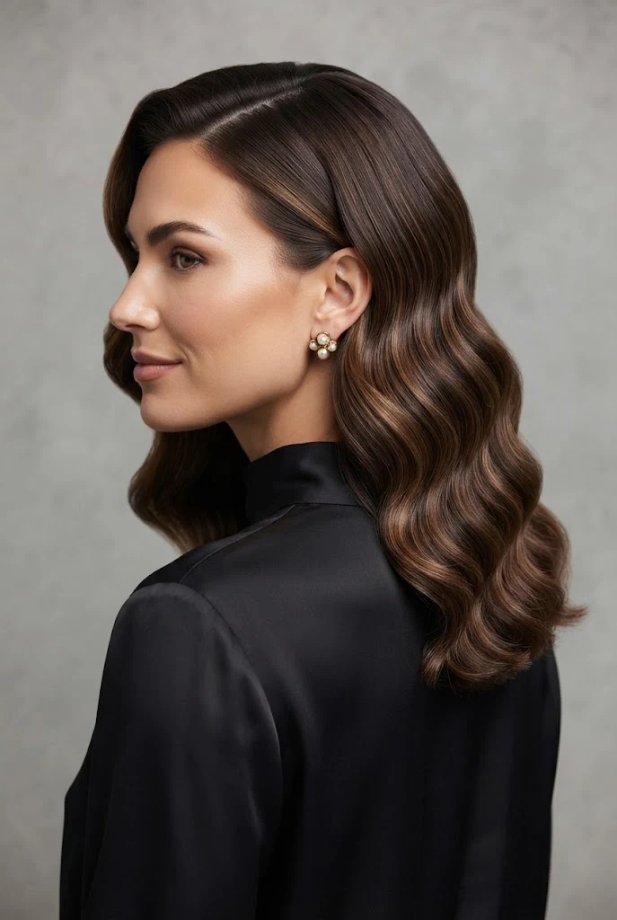 The Brushed-Out Retro Glamour Waves — peinados con el pelo suelto elegantes style outfit