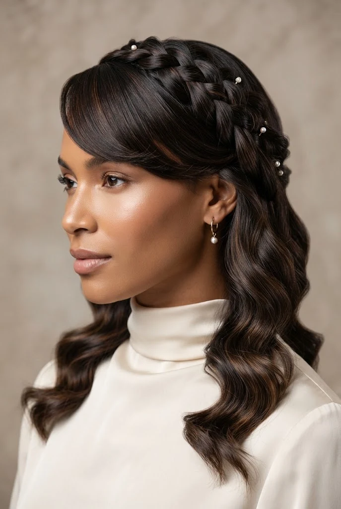 The Waterfall Braid Illusion with Fringe — peinados con fleco elegantes style outfit