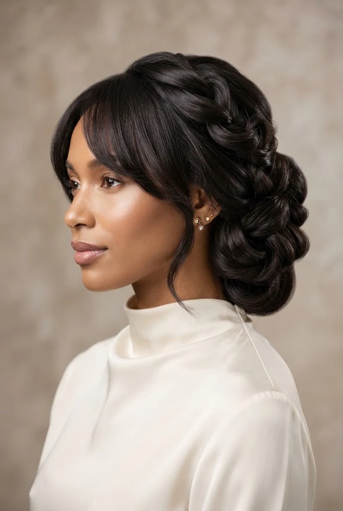 The Knotted Side-Swept Updo — peinados con fleco elegantes style outfit