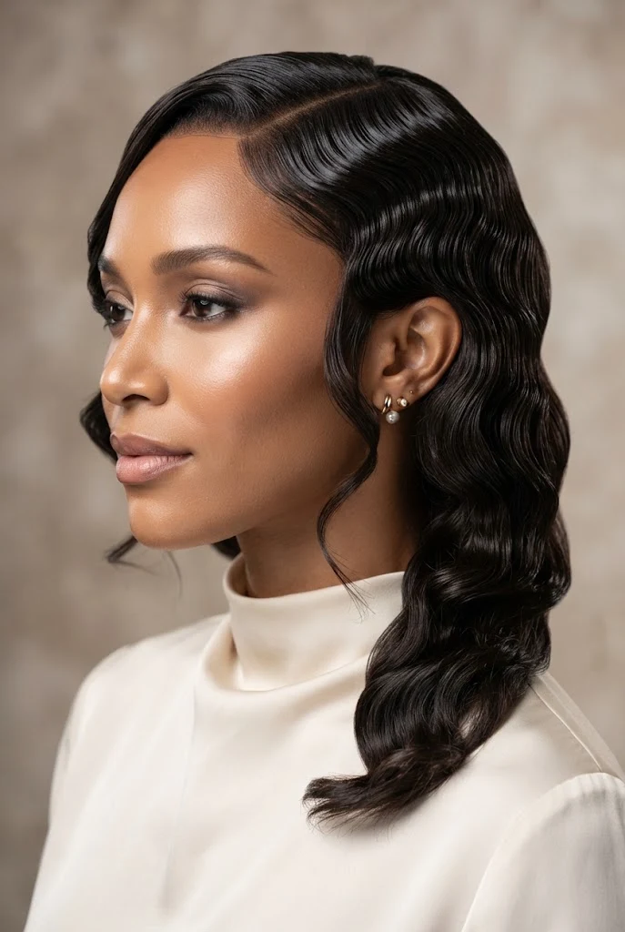 The Sculpted Water-Ripple Waves — peinados con ondas elegantes style outfit