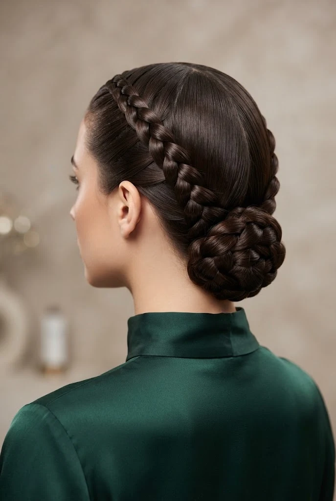 Sleek Boxer Braids into Low Bun — peinados con trenzas elegantes fiestas style outfit
