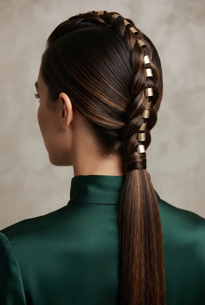 Minimalist Metal Cuff Braid — peinados con trenzas elegantes fiestas style outfit