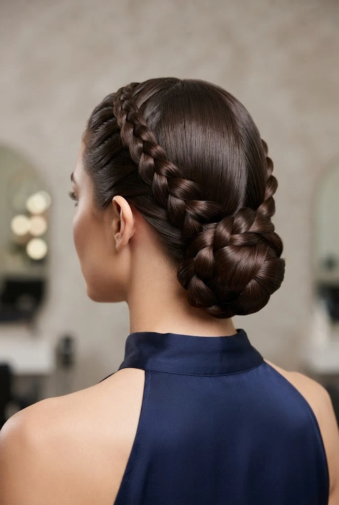 Polished Double Dutch Updo — peinados con trenzas elegantes fiestas style outfit